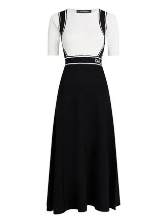 Karl Lagerfeld logo-detail knitted midi dress - Black