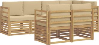 vidaXL Conjunto De Sof&aacute;s De Exterior 7 Uds. Y Beige Poli&eacute;ster Vidaxl