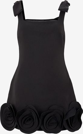 Self Portrait Kurzes Kleid aus Krepp mit 3D-Blumen