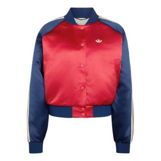 adidas (WMNS) adidas Satin Bomber Jacket Asia Sizing Team Victory Red Night Indigo Warm Vanilla KT2646
