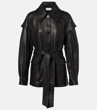 Nour Hammour Perrin belted leather jacket