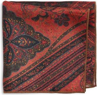 Clifton Wilson Rust Paisley Silk Pocket Square at Nordstrom