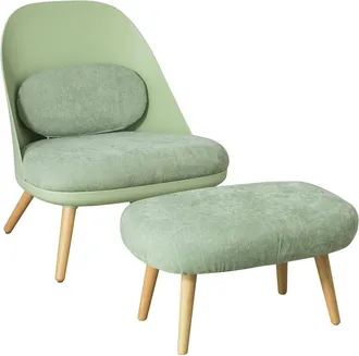 SoBuy Sill&oacute;n Con Taburete Reposapi&eacute;s Con Patas De Haya Sill&oacute;n De Relax Verde Fst63-gr Sobuy Es