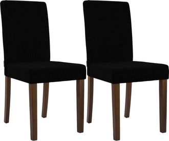 Clp Juego De 2 Sillas De Comedor Ina De Pana Negro Antiguo Oscuro