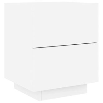 vidaXL Vidaxl - Mesita De Noche Con Luces Led Madera De Ingenier&iacute;a Blanca