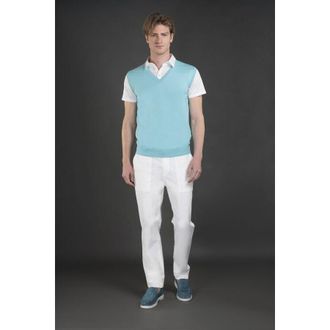 Moorer MenS Light Blue Sleeveless Sweater, Size 48