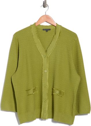 Adrianna Papell V-Neck Fringe Cardigan in Apple Green at Nordstrom Rack, Size 1X