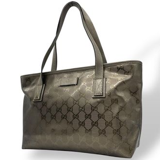 Gucci Gray Khaki Pvc Leather Tote Bag (Pre-Owned)