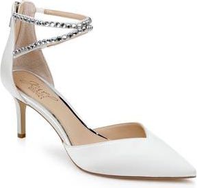 Badgley Mischka Emmi Ankle Strap Pointed Toe Pump in Ivory Satin at Nordstrom Rack, Size 9.5