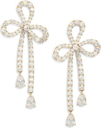 Nadri Bow Drop Earrings in Gold/cubic Zirconia at Nordstrom