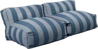 Oviala Conjunto modular de jard&iacute;n con 2 sillones a rayas en azul Pac&iacute;fico