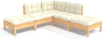 vidaXL Muebles De Jard&iacute;n 5 Piezas Cojines Madera De Pino Crema Vidaxl