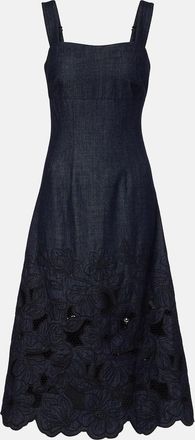 Veronica Beard Vestido midi Rosaura de denim floral