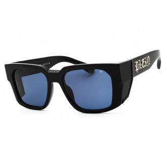 Philipp Plein Mens Black Rectangular Sunglasses SPP130M