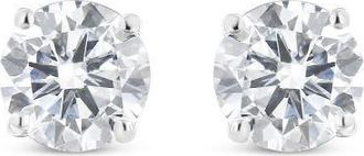 House of Brilliance Silver 1-1/2 Cttw Black Diamond Stud Earrings in White at Nordstrom