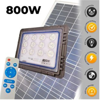 Trade Shop Trade Shop Traesio - Trade Shop - Faro 800 Watt Con Pannello Solare Luce Forte Telecomando Batteria Lunga Durata
