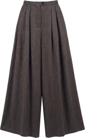 SOLOTRE Wijde broek - Dames - Wijde Broeken - Bruin - L - Broeken
