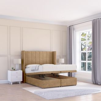 Sloomy Falcon Dumfries Fabric Ottoman Bed End Opening With Sprung Memory Mattress & 54 Inch Floorstanding Headboard With Wings | Size: Single