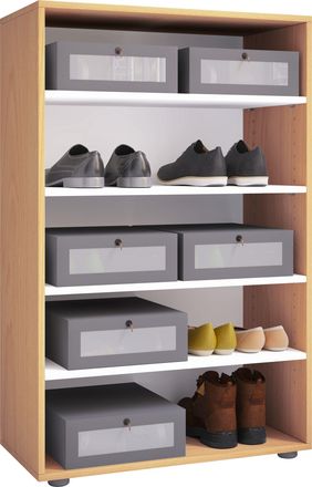 ebuy24 Ebuy24 - Gabinete De Zapato De Madera Vcm Dimensiones: Al. 110 X An. 70 X P. 37 Cm Gabinete Todo Uso 5 Compartimentos Sin Puertas - Lona (haya)