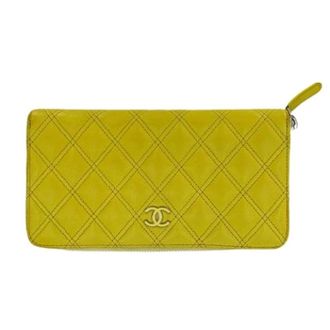 Chanel Pre-owned Vintage Portemonnee - Dames - Pre-owned - Geel - Maat: ONE Size Leer