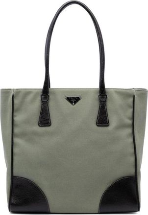 Prada Pre-owned Tote Bags, female, Gray, Size: ONE SIZE Pre-owned Canvas Tote Bag