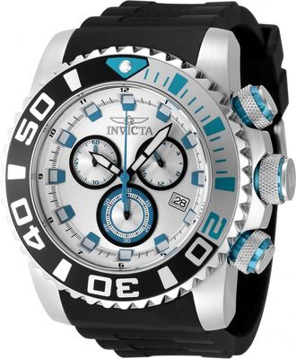 Invicta Sea Hunter Chronograph GMT Quartz Silver Dial Mens Watch 48984
