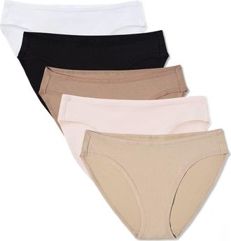 Pact Everyday Classic Fit Bikini 5-Pack Made With Organic Cotton in Core Edit at Nordstrom, Size Xx-Large