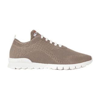 Kiton Schoenen, Dames, Bruin, 36 EU, Grijze Knit Sneakers met Witte Zool