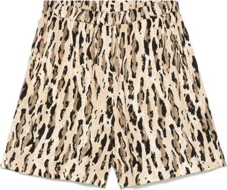 The Nina Studio Beige Short met Elastische Tailleband en Zakken - Dames - Bermuda - Beige - 2XS - Korte Broeken