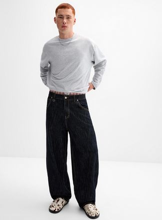 Djab Mens Semi-plain wide-leg indigo jean Barrel fit Imported from Seoul