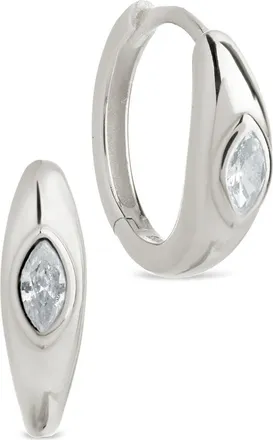 Sterling Forever Camila Marquis Cubic Zirconia Huggie Hoop Earrings in Silver at Nordstrom Rack