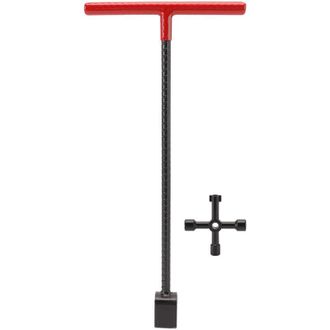 OEM Llave De Acero Para Tuber&iacute;as De Agua, Llave Curva Multifuncional Con Mango En T Y Herramienta Multiusos De 4 V&iacute;as Para V&aacute;lvulas Y Grifos, Color Rojo-c