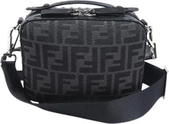 Fendi Pre-owned Cross Body Bags, male, Black, Size: ONE SIZE Pre-owned Mini Travel Zucca Canvas Leather Shoulder Bag