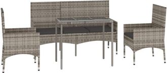 vidaXL Set De Muebles De Jard&iacute;n 4 Pzas Y Cojines Rat&aacute;n Sint&eacute;tico Gris Vidaxl