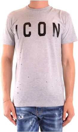 Dsquared2 Heren Print T-shirt Grijs Korte Mouwen - Heren - T-shirts - Grijs - M - Katoen - Tops