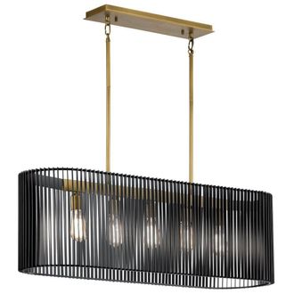 Netlighting Kichler Linara Wire Frame Pendant Ceiling Light Black & Natural Brass
