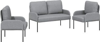vidaXL Juegos De Sof&aacute;s 3 Uds. Gris Claro Madera Contrachapada Vidaxl