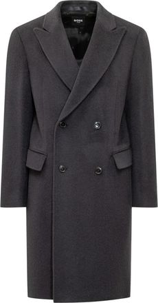 HUGO BOSS H-Hyde-DB-Peak Coat - Heren - Mantel - Grijs - L - Wol - Jassen