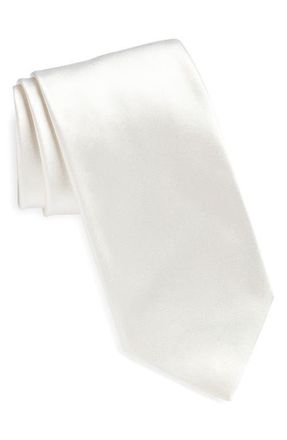 Ermenegildo Zegna Silk Satin Tie in White at Nordstrom