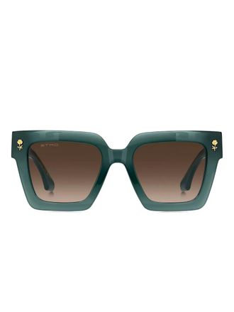 Etro rose-embellished square-frame sunglasses - women - Acetate - One Size - Green