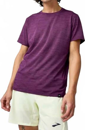 Brooks Luxe Short Sleeve Tee In Htr Burgundy Blaze