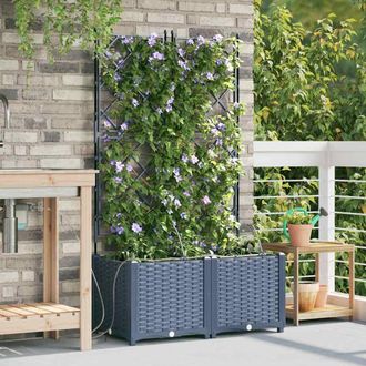 Berkfield Home Garden Planters with Water Irrigation System 2 pcs Grey