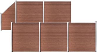 vidaXL Vidaxl - Set De Valla 5 Cuadradas + 1 Oblicua Wpc Marr&oacute;n 965x186 Cm