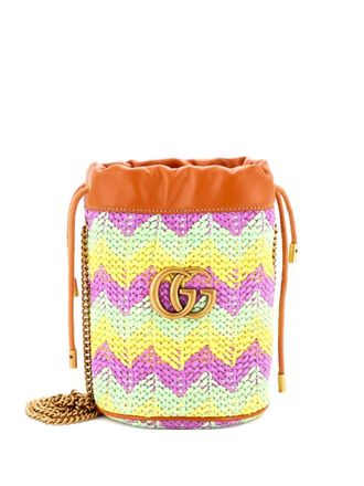 Gucci GG Marmont Woven Raffia Mini bucket bag - Multicolore