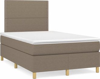 vidaXL Vidaxl - Cama Box Spring Con Colch&oacute;n Y Led Tela Gris Taupe 120x190 Cm