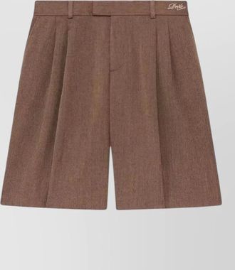 Dr&ocirc;le de Monsieur pleated bermuda shorts herringbone weave