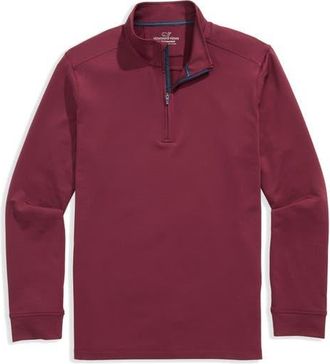 Vineyard Vines Performance Club Quarter-Zip Pullover in Crimson at Nordstrom, Size X-Small