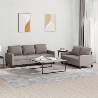 vidaXL Juego De Sof&aacute;s Con Cojines 2 Piezas Tela Gris Taupe