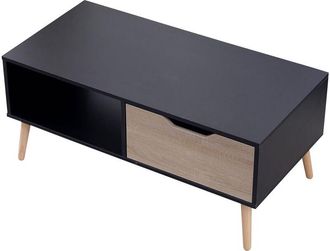 Happy Garden Mesa baja negra de estilo escandinavo con cajón freja