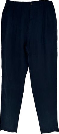 Giorgio Armani Pleated Trousers in Navy Blue Cupro